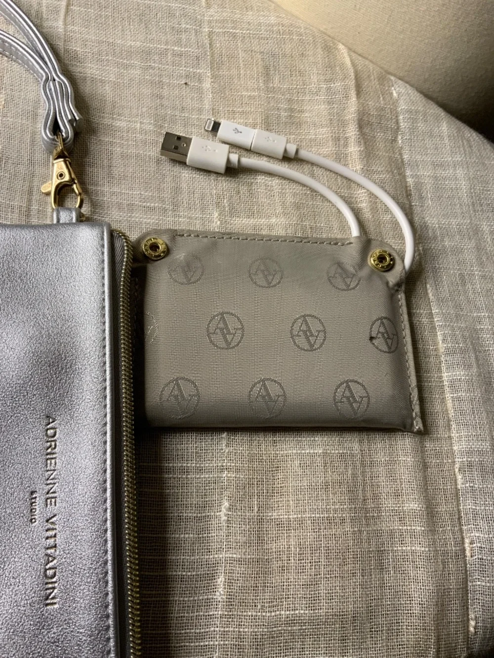 Adrienne Vittadini Silver charging wallet-wristlet